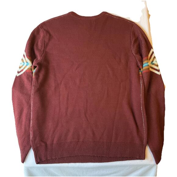 21 Men Sweatshirt Size XL Burgundy Geometric Long Sleeve Crew Neck Pullover Knit - Picture 9 of 9